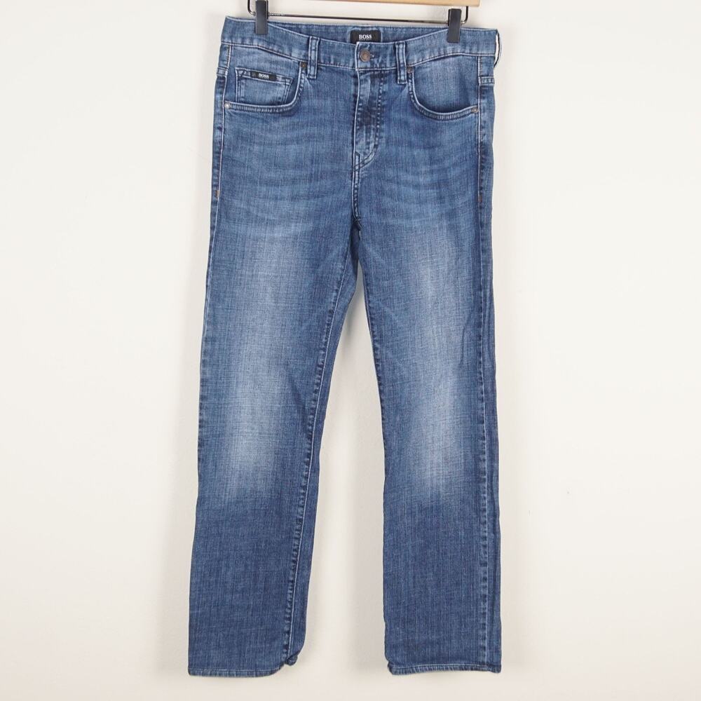 Boss Hugo Boss Kansas Straight Regular Fit Stretch Blue Jeans Mens Sz 30